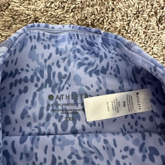 Athleta Elation Print Shorts 7” periwinkle biker shorts high rise size XXS - Picture 5 of 6